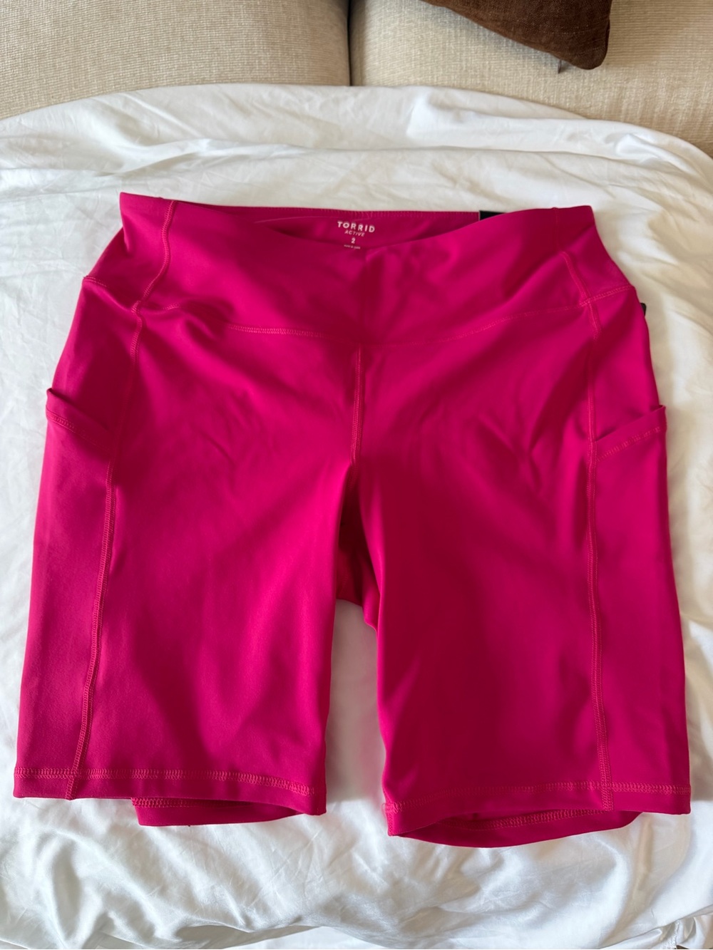 torrid Hot Pink High-Rise Bike Shorts with Side Pockets